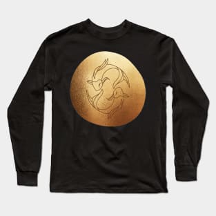 Pisces Zodiac Metallic Gold Long Sleeve T-Shirt